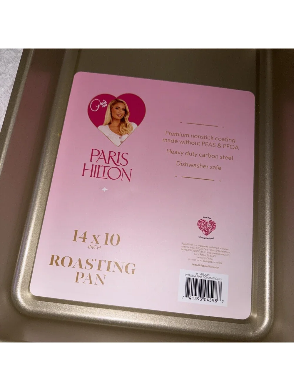 Paris Hilton hot pink Roasting Pan 14 X 10 Premium Non Stick  Carbon Steel